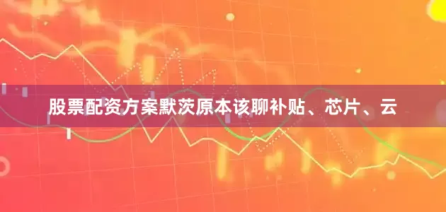股票配资方案默茨原本该聊补贴、芯片、云