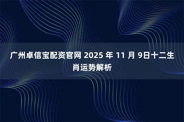 广州卓信宝配资官网 2025 年 11 月 9日十二生肖运势解析